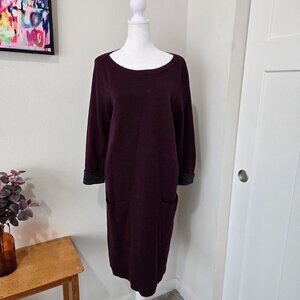 NWT Nicole Miller Wine Colored Midi Sweater Dress with Pockets - Sz Large